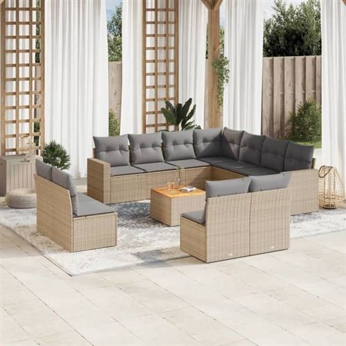 VIDAXL  Salon de jardin 12 pcs - Beige