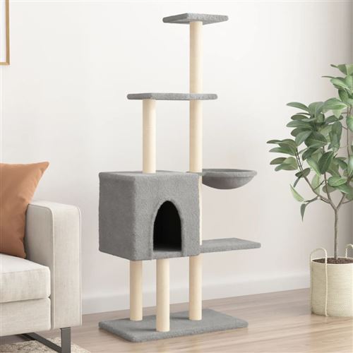 Comparer les prix de Arbre à chat avec griffoirs en sisal Gris clair 145 cm