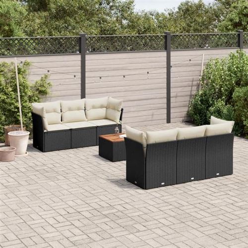 Non Communiqué Noir Salon De Jardin Modulable Vidaxl Rotin 7 Pieces 6 Personnes