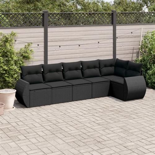 vidaXL - Salon de jardin modulable - Résine tressée - 6 personnes - Noir - Image 2