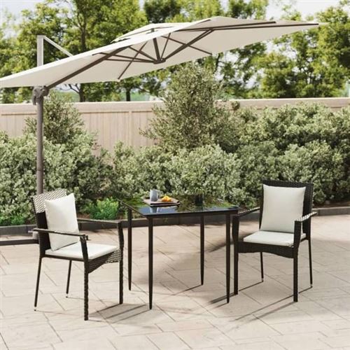 Vidaxl Noir Ensemble À Manger De Jardin 3 Pcs - Image 3