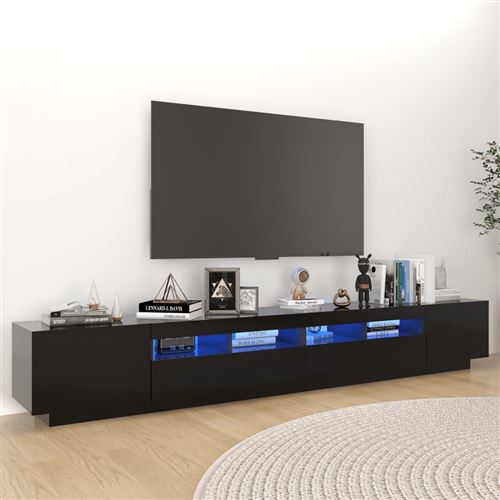vidaXL Meuble TV avec lumières LED Noir 260x35x40 cm