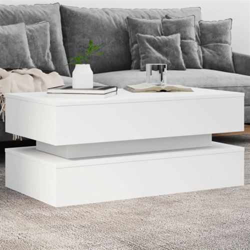 Vidaxl Blanc Table Basse Avec Lumières Led 90X50x40 Cm - Image 3