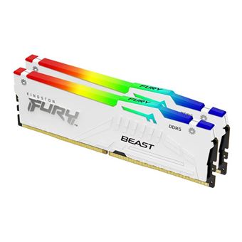 Kingston FURY Beast RGB - DDR5 - pakket - 64 GB: 2 x 32 GB - DIMM 288-PIN - 6000 MHz / PC5-48000 - CL30 - 1.4 V - niet-gebufferd - on-die ECC - wit - 1