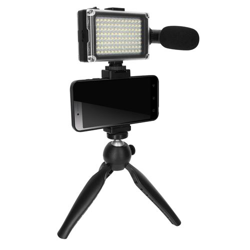 Pack vlogger MUVIT Trépied + projecteur + micro + support smartphone