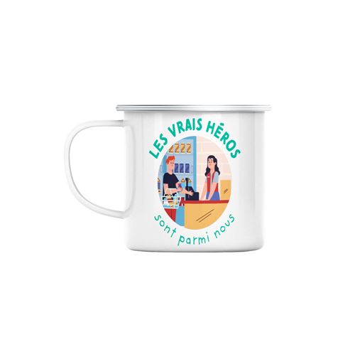 Mug en métal émaillé Les vrais héros - caissière