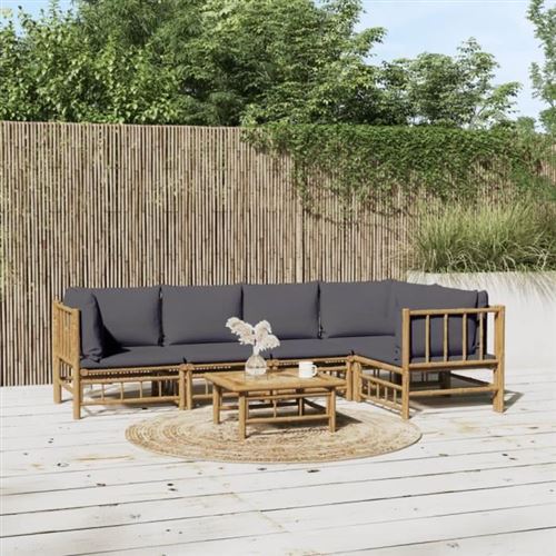 Non Communiqué Gris Salon De Jardin Modulable Vidaxl Bambou 6 Pieces 69 X 55 X 65 5 Personnes
