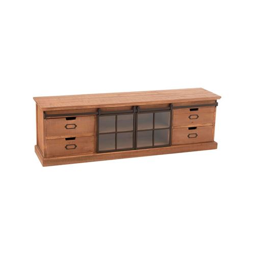  Meuble TV industriel 160x37x50,5 cm en bois et m&eacute;tal - HUSTRIO