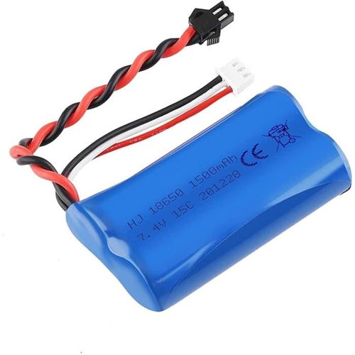 Batterie Lipo 1500mAh 7.4V 2S Compatible avec RC U12A S033G Q1 H101 Charge Rapide pour RC Toys, Boat, Auto, Drone Connecteur SM-2P, Bleu