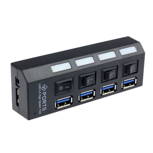 23€02 sur 4 ports USB 3.0 HUB avec interrupteur marche / arrêt adaptateur d' alimentation pour ordinateur portable de bureau UE Pealer05 - Hub USB -  Achat & prix