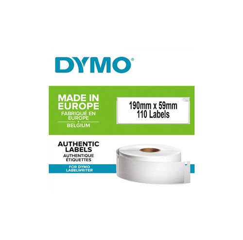 DYMO LabelWriter LAF Labels Large - Noir sur blanc - 59 x 190 mm 110 étiquette(s) (1 rouleau(x) x 110) étiquettes pour classeurs à levier - pour DYMO LabelWriter 310, 315, 320, 330, 400, 450, 4XL, SE450, Wireless