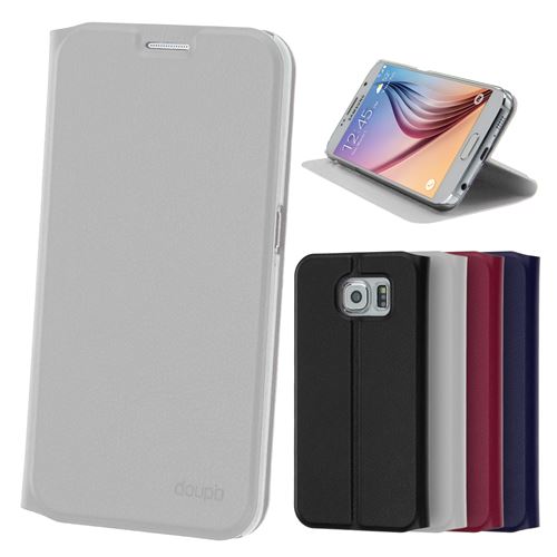 doupi Deluxe FlipCover pour Samsung Galaxy S6, Magnétique Style Livre Étui de Protection avec Support, Blanc