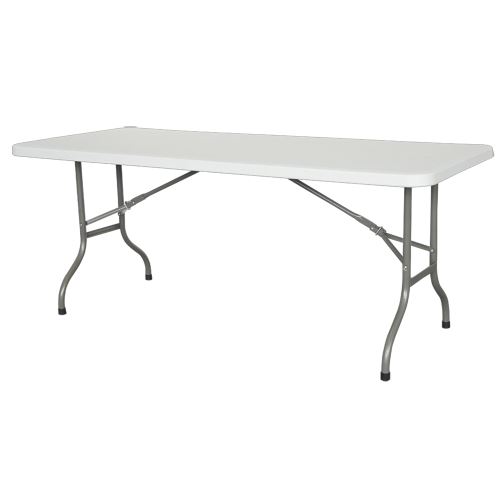 Table de réception pieds pliants plateau uni 180cm Blanc