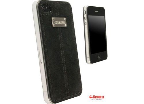 Krusell Luna UnderCover - Beschermende bedekking voor mobiele telefoon - leer, polycarbonaat - zwart - voor Apple iPhone 4