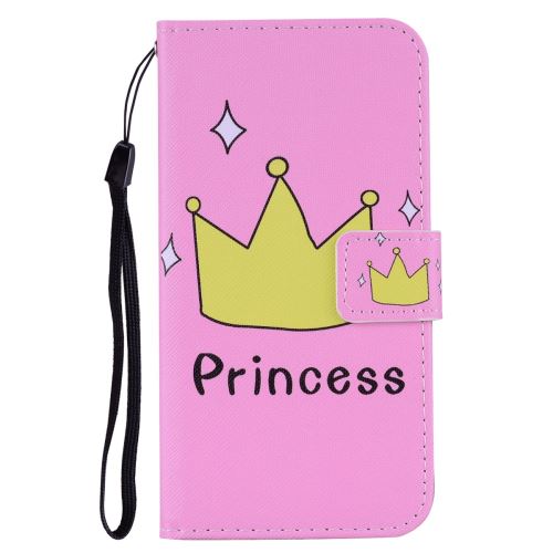 Etui en PU impression de motifs flip avec support princesse et couronne pour votre Samsung Galaxy J4 Plus
