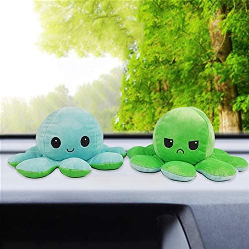 peluche de Poulpe Réversible Doux 19cm E -Bleu et vert