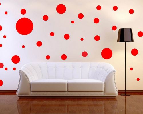 HOMEMANIA Sticker Polka Dots - Cercle - pour les enfants - au mur - Rouge en Vinyle, 25 x 0,15 x 29 cm