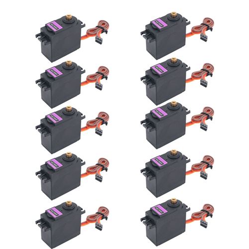 10 pièces MG996R ensemble moteur servo à engrenages grand couple pour robot de voiture hélicoptère RC - Multicolore