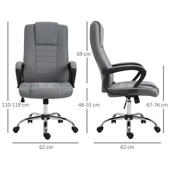 HOMCOM Fauteuil de bureau à roulettes chaise manager ergonomique pivotante  hauteur réglable lin gris foncé - Achat & prix
