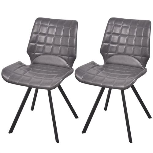 vidaXL Chaises de salle à manger en cuir artificiel 2 pcs Gris