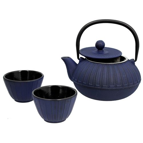 Util'home 7321630 sapporo théière + 2 tasses fonte bleu 0,6 l