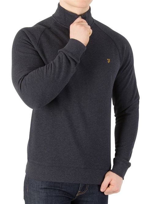 Farah Vintage Homme Jim 1/4 Zip Knit, Bleu