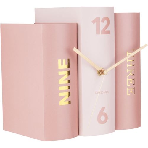 Karlsson - Horloge à poser trompe-l’œil Books - Rose - Books