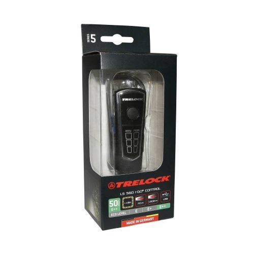 Eclairage velo a batterie av trelock ls560 control 50lux rechargeable noir-gris 3 intensites fixation cintre - autonomie 16h