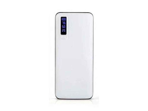 Batterie externe avec torche LED 20000mAh LEATHER DESIGN 3x USB Blanc