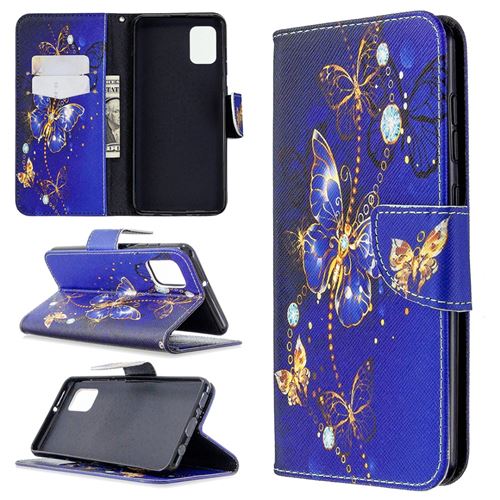Etui en PU impression de modèle flip avec support papillons en cristal pour votre Samsung Galaxy A31