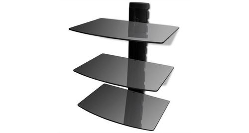 Glazen wandrek met 3 planken voor DVD's