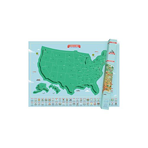 Luckies-Carte des Etats-Unis à gratter avec réperes