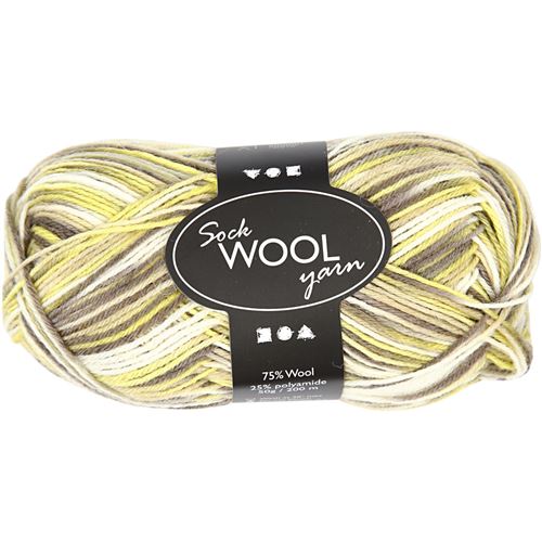 Creotime Fil de chaussette L : 200 m d'harmonie vert/marron 50gr