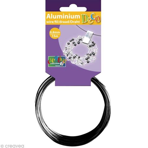 Fil aluminium 0,8 mm fin Noir x 15 mètres