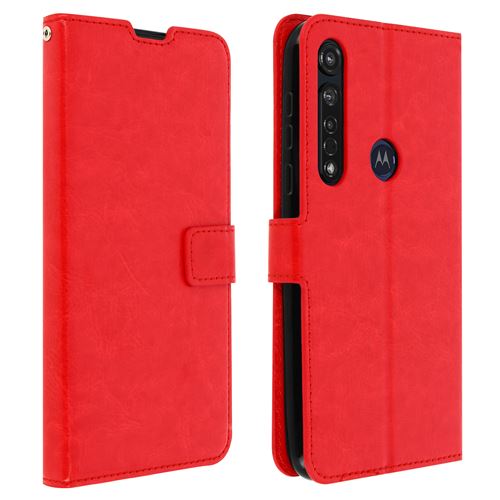 Etui pour Motorola Moto G8 Plus avec Porte-carte Fonction Support Vintage rouge
