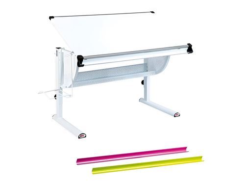 Bureau Matts 3 en 1 - 118 x 72,5 x 63/93 cm - Métal - Blanc