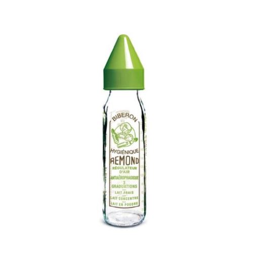 DBB REMOND Biberon 'Vintage' en Verre 240 ml 'Regul'air' Tétine Non Caoutchouc - System Vert - S/Bte