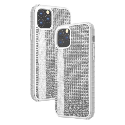 Coque en TPU + PU chaussures lumineuses tissu hybride souple gris pour votre Apple iPhone 11 Pro Max 6.5 pouces