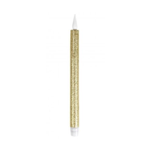 Bougie à LED pailletée or - Chandelle H 28 cm - Décoration de Noël