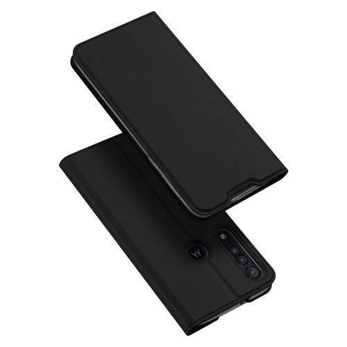 Etui en PU + TPU avec support et porte-carte noir pour votre Motorola Moto G8 Plus
