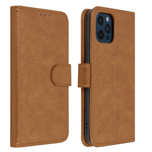 Avizar Étui pour iPhone 12 Pro Max Folio Intégrale Porte-carte Fonction Support Marron