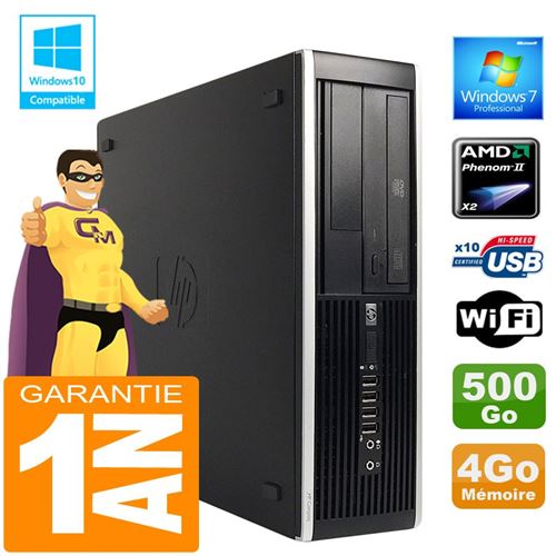 Pc hp compaq 6005 pro sff amd phenom ii ram 4go disque 500go graveur dvd wifi w7