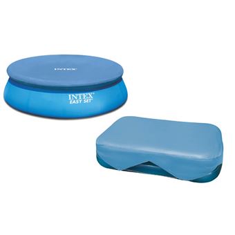 INTEX – Bâche De Protection 4,24 M Pour Piscine 4,57 M + épuisette De Surface Bleue, Easy Set, Ventilation, Fixation Stable