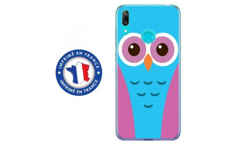 Coque souple pour Huawei Y7 (2019) avec impression Motifs chouette bleue et rose