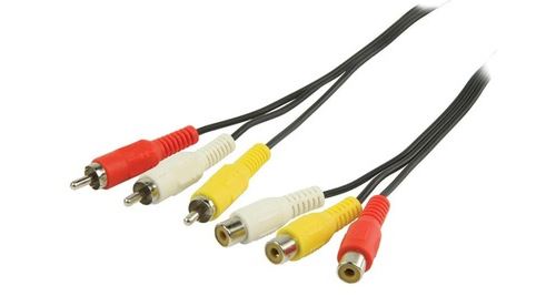 Valueline câble rallonge av rca 3x rca mâles vers 3x rca femelles 3,00 m noir vlvp24305b30