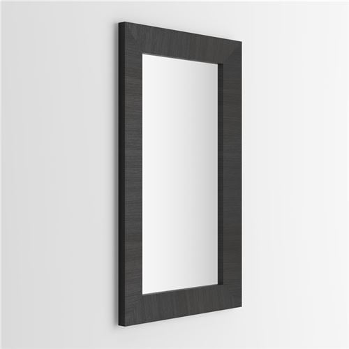 Mobilifiver Miroir mural rectangulaire, cadre Frêne noir, Giuditta 110, 110 x 65 x 3,5 cm, Mélaminé/Verre, Made in Italy
