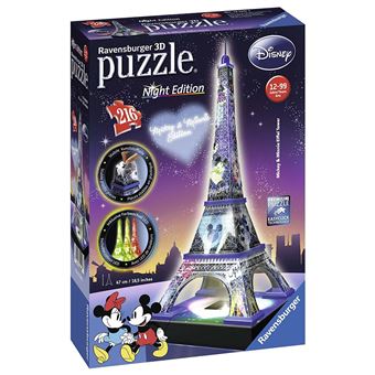 3€53 sur Puzzle 3D Tour Eiffel Night Disney 216 pièces - Puzzle 3D - Achat  & prix