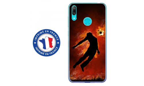 Coque souple pour Huawei Y7 (2019) avec impression Motifs Ballon de football enflammé