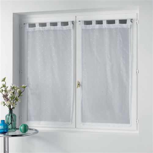 Paire droite passants 2 x 60 x 120 cm voile imprime metallise orion Blanc