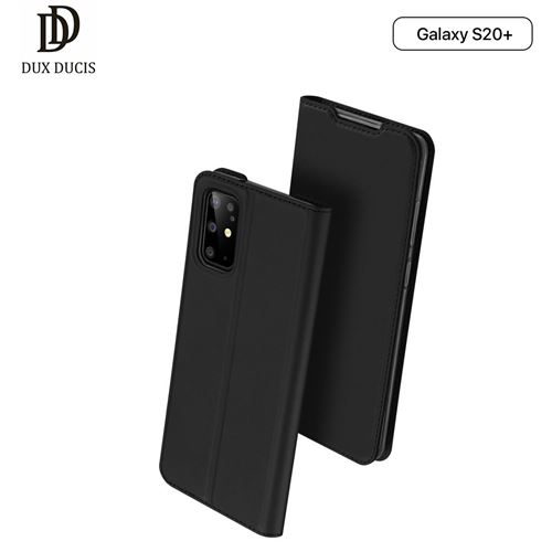 Étui Galaxy S20 Plus Dux Ducis [Skin Series] Housse Portefeuille Fine en Cuir Synthétique, Porte Carte de Crédit, Rabat Magnétique, Kickstand - Noir
